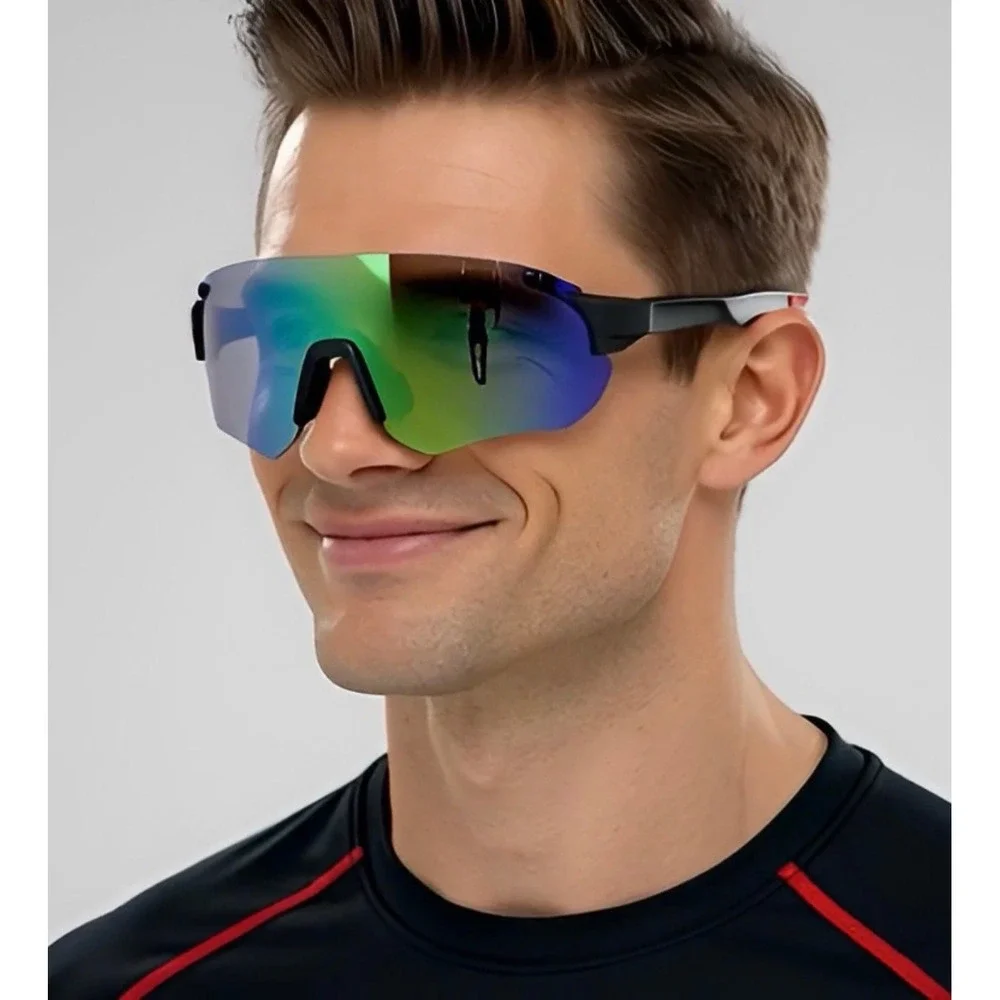 Sport Sunglasses Shield Mirrored Lens Cycling Running Glasses Men UV400 Protect‎
